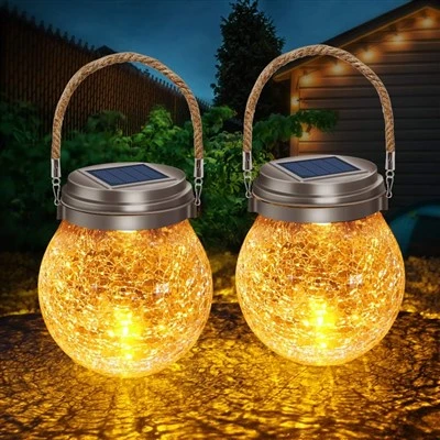 فرقعة الزجاج LED الكرة أضواء الحديقة الفوانيس التي تعمل بالطاقة الشمسية