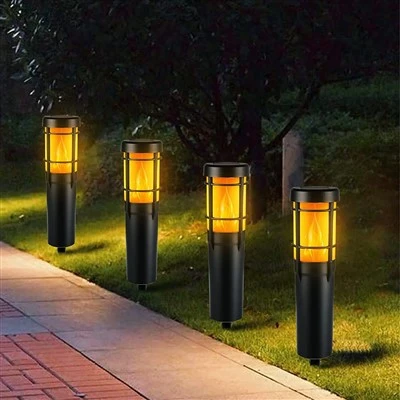 مصباح أرضي LED يعمل بالطاقة الشمسية للحديقة RGB واللهب
