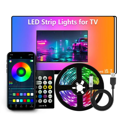الإضاءة الخلفية للتلفزيون خلف أضواء LED الشريطية